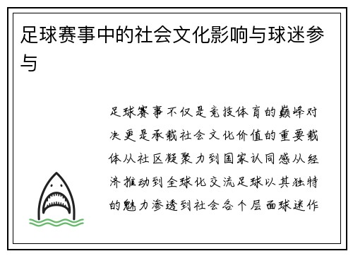 足球赛事中的社会文化影响与球迷参与